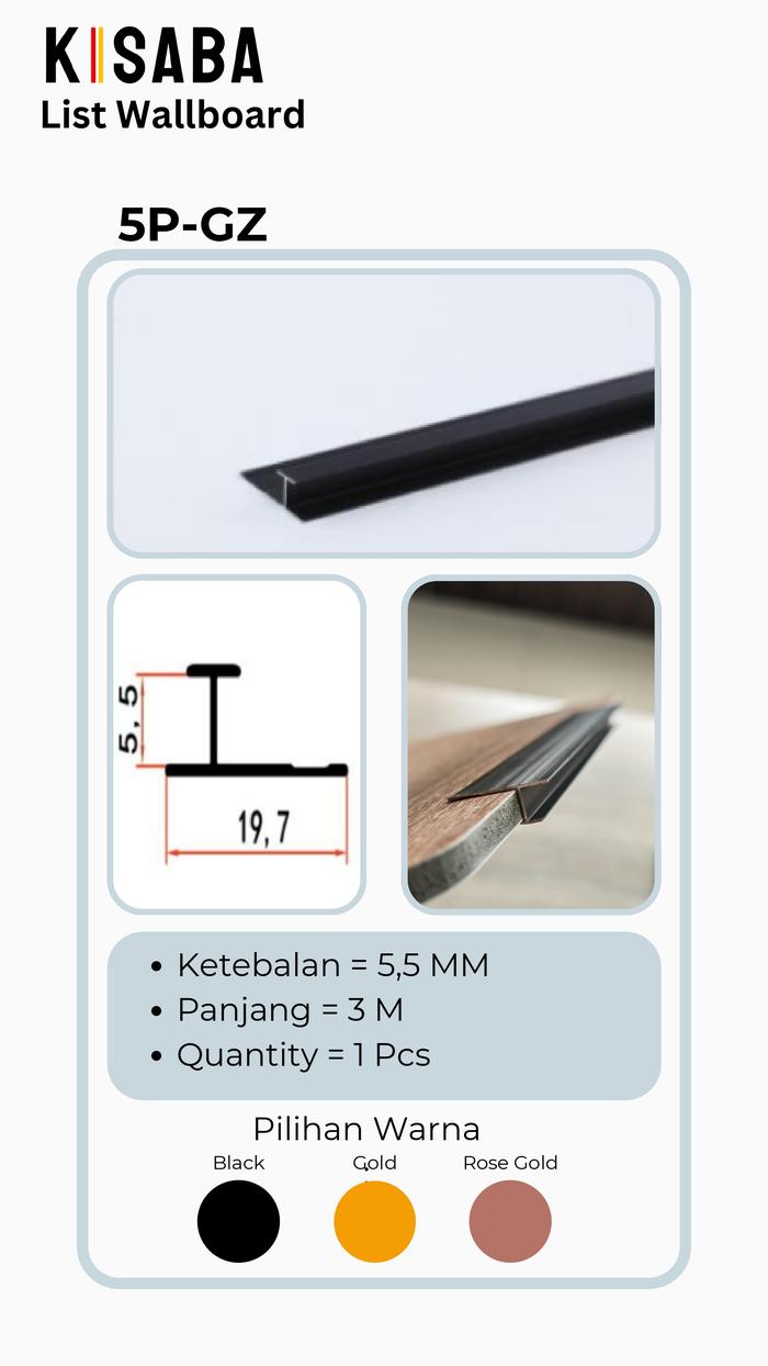 Gambar PROMO LIST ALUMINIUM WALL BOARD DINDING  - TEBAL 5,5MM - 5P-GZ dari Artful Flooring undefined Tokopedia