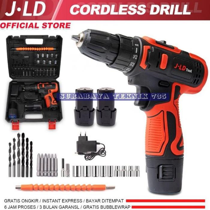 Gambar ** Bor baterai bor cas bor cordless JLD J36V-2 Bisa buat beton besi kayu dll 2 baterai fullset accessories terlengkap ** - 10 mm 12 vf dari Garuda Part Sentral undefined Tokopedia