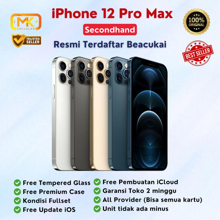 iPhone 12 Pro Max Second Resmi Terdaftar Beacukai //128GB 256GB 512GB  128GB, Blue di Mk Cellular Medan Tokopedia