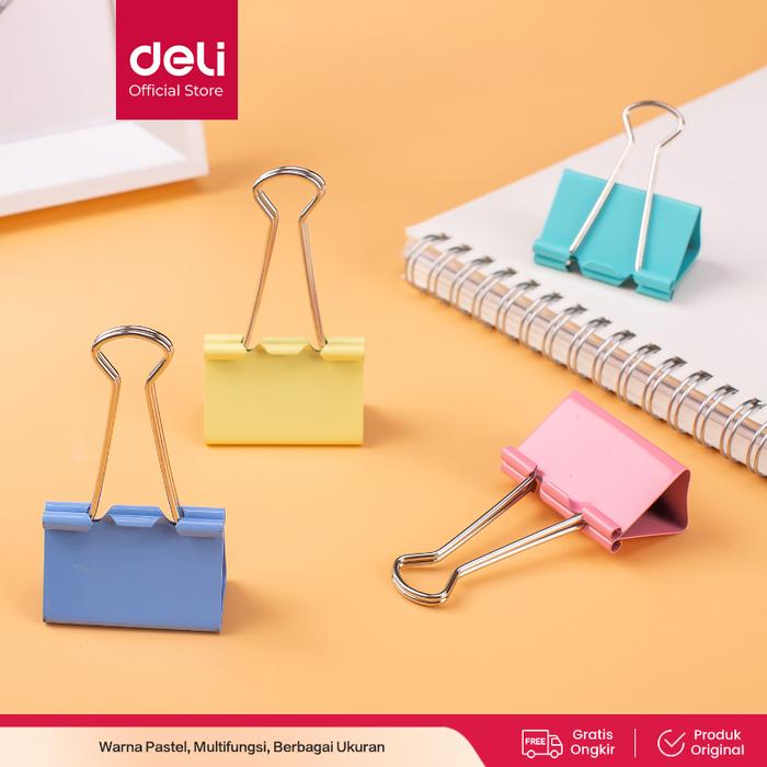Jual Deli Binder Clip Klip Binder Penjepit Kertas Warna Pastel