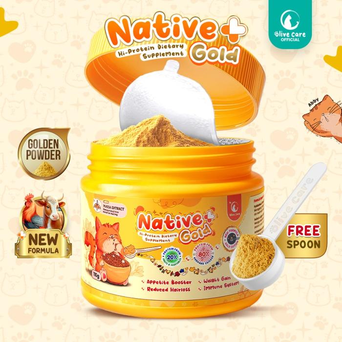 Gambar Olive Care Vitamin Kucing NATIVE+ Flash Sale 110g Suplemen Berkualitas Tinggi untuk Nafsu Makan Menambah Berat Badan Ideal Multivitamin Sehat Protein Tinggi Penggemuk Aman Efektif Nutrisi Optimal Pertumbuhan Vitalitas Solusi Kurus Daya Tahan Tubuh - NATIVE GOLD, 1 NATIVE dari Native Plus ID undefined Tokopedia