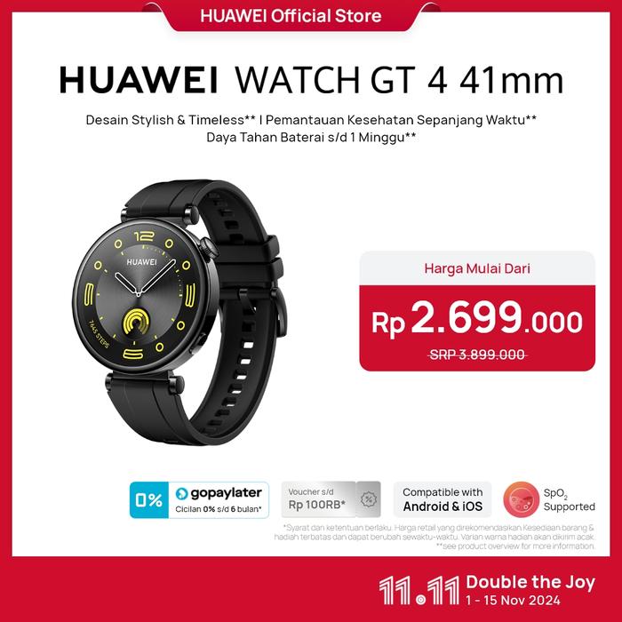 Gambar [Best Offer] HUAWEI WATCH GT 4 Smartwatch | Fashionable Design - 41mm Black dari Huawei Indonesia undefined Tokopedia