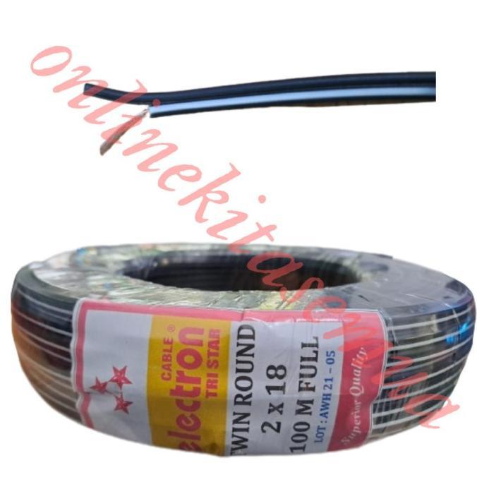 Gambar KABEL LED STRIP TR TWIN ROUND 2X18 SERABUT HITAM PUTIH / PUTIH BIRU ELECTRON 100 METER TERBARU - Hitam Putih dari masyeri undefined Tokopedia