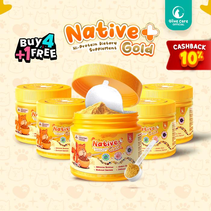 Promo [Bundling] Olive Care Vitamin Kucing NATIVE+ GOLD 110gr Protein ...