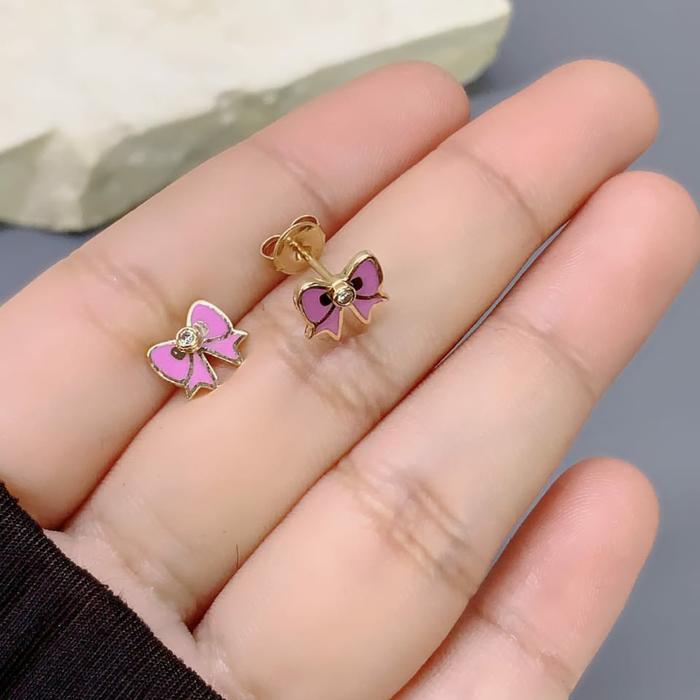 Gambar Anting Wanita Model Tusuk Pita Cat Ungu Rosegold 17K-Toko Mas ABC Pasko dari Toko Emas ABC Pasko undefined Tokopedia