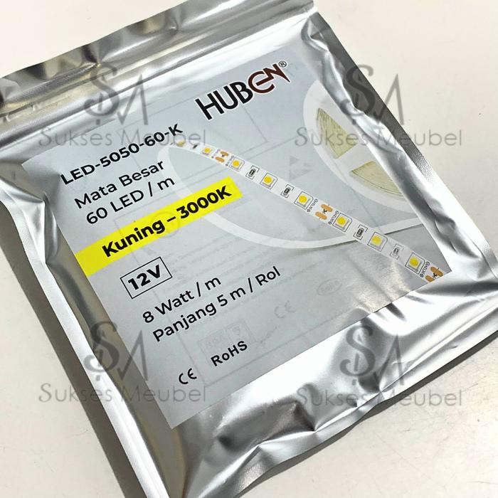 Gambar LED-5050-60 - HUBEN / LED STRIP MATA BESAR / LED STRIP 5050 60 MATA BESAR HUBEN - Kuning - 3000K dari Sukses Meubel undefined Tokopedia