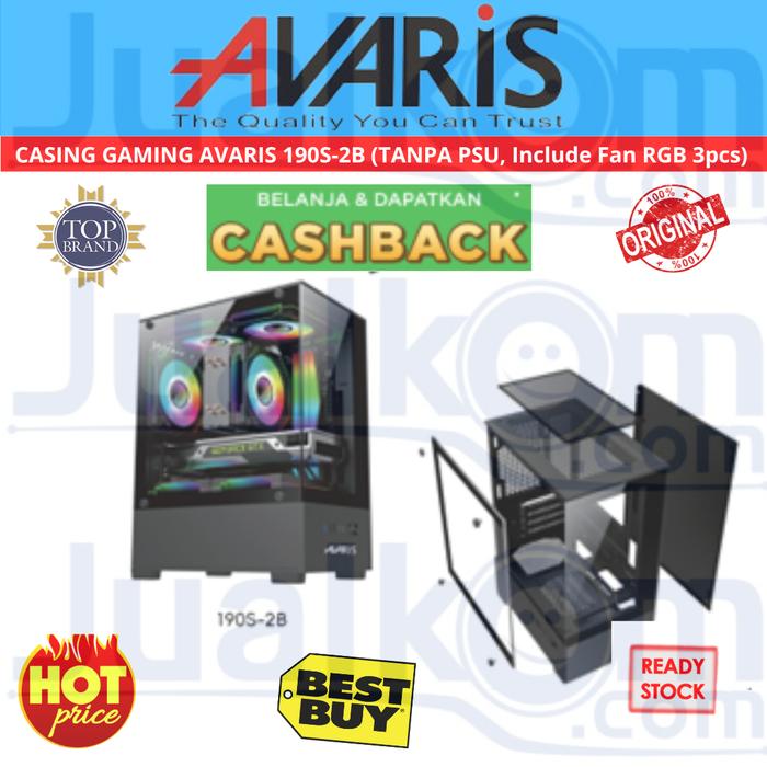 Gambar Casing PC Gaming Case AVARIS Free 3 Fan RGB - AVARIS 190S-2B dari Karya Citra Computers Jualkom undefined Tokopedia