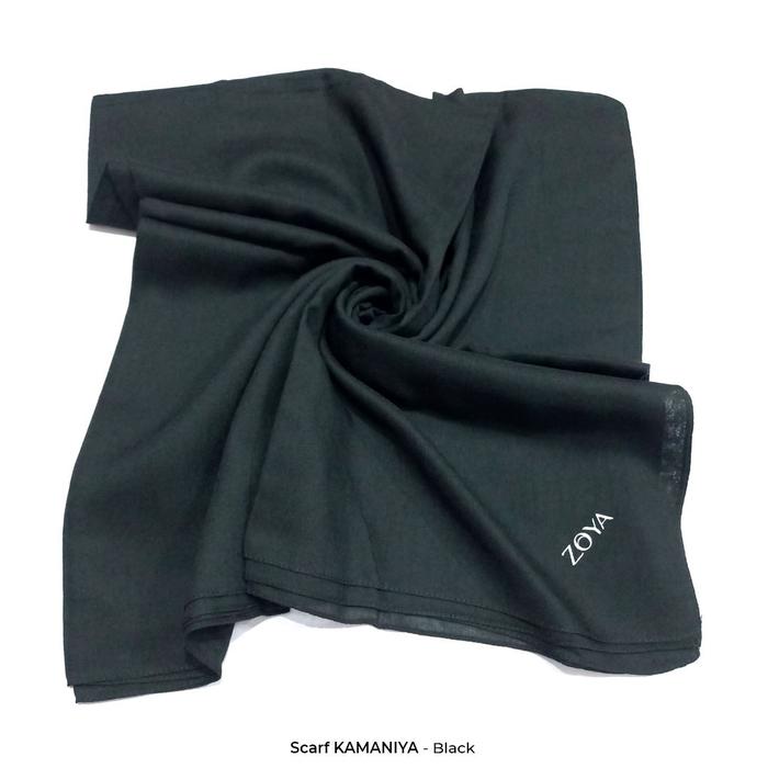 Gambar Zoya Kamaniya Plain Scarf / Hijab Jilbab Kerudung Segiempat Voal Motif / Fashion Muslim - 505 Black dari Dzakirah Butik undefined Tokopedia
