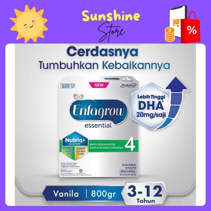 Gambar ENFAGROW ESSENTIAL 4 Vanila - Box 800gr / 1800gr - Susu Formula Anak 3 - 12 Tahun - 800 Gram dari Sun Shine Store-ID undefined Tokopedia