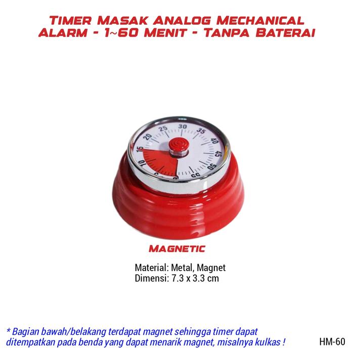 Timer Putar Awet Jual Timer Dapur Masak Analog Mechanical Magnetic Putar Manual - HM-60 ...
