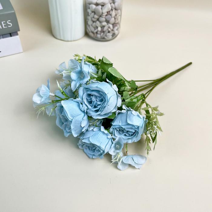 Gambar Bunga Hias Tangkai Mawar Peony Plastik Dekorasi Wedding Indoor Tanaman Artificial - Biru dari UNICO.indonesia undefined Tokopedia