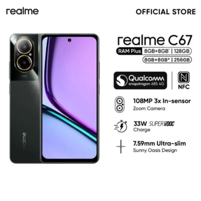 Gambar HP REALME C67 8/128  - REALME C 67 GARANSI RESMI - C67 RAM 8/256  - BLACK - Hitam, 8/128 dari Gadget Gala×y undefined Tokopedia