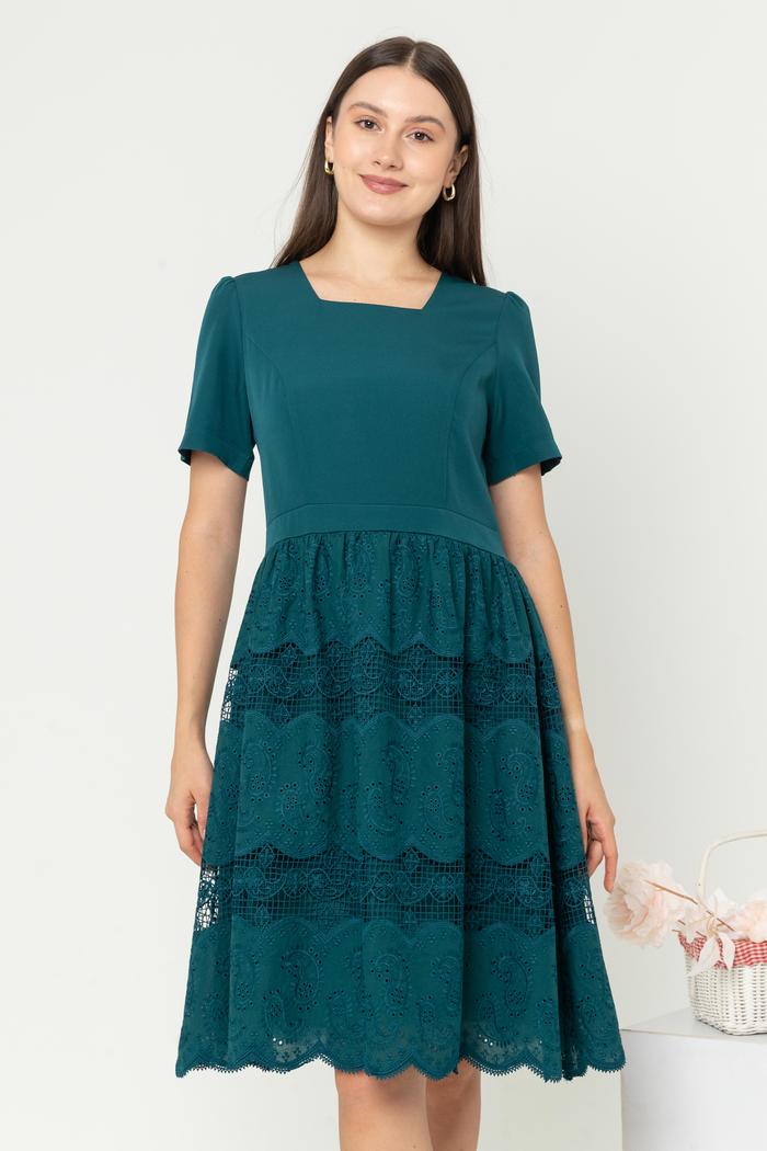 Gambar *Ready Stok* SISTER'S - Dress Brukat Kombi Kaos C1479 (CAP) - Hijau, 2L dari Sisters Fashion Group undefined Tokopedia