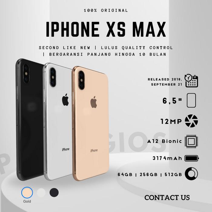 Apple iPhone Xs Max 64gb 256gb 512gb Second Like New Original Fullset  64GB All Oprtor di Padangios Tokopedia