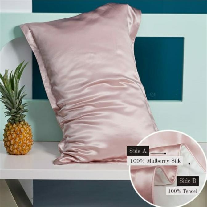 Gambar YUK BELANJAA..... 22 MOMME SILK PILLOWCASE 100% MULBERRY SILK (1SIDE SILK/1SIDE TENCEL) - Rosy Pink dari yuk belanjaa..... undefined Tokopedia