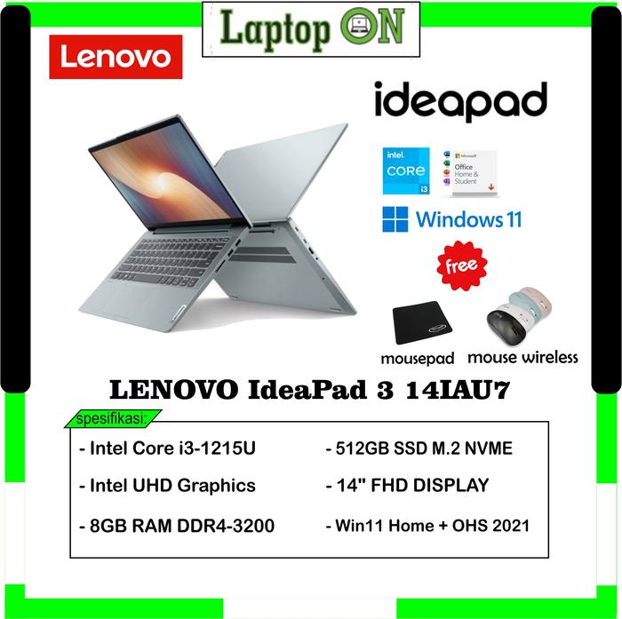 Jual LENOVO Ideapad Core i3 Ram 8GB Ssd 512GB Win11 OHS LENOVO