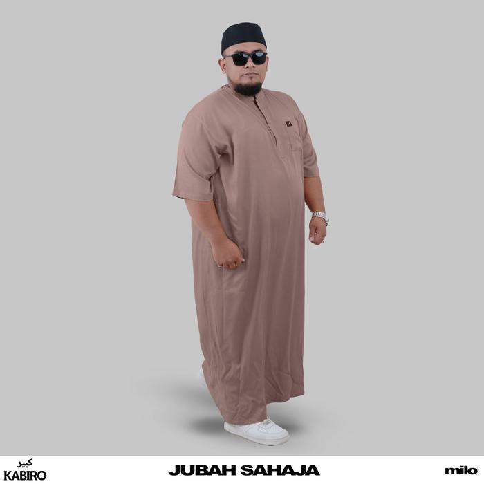 Gambar Jubah Sahaja KABIRO Milo - Baju Jubah Gamis Big Size Pria Jumbo Lengan Pendek Kerah Koko Rayon Twill - Milo, 5XL dari ROSAL Indonesia Official undefined Tokopedia