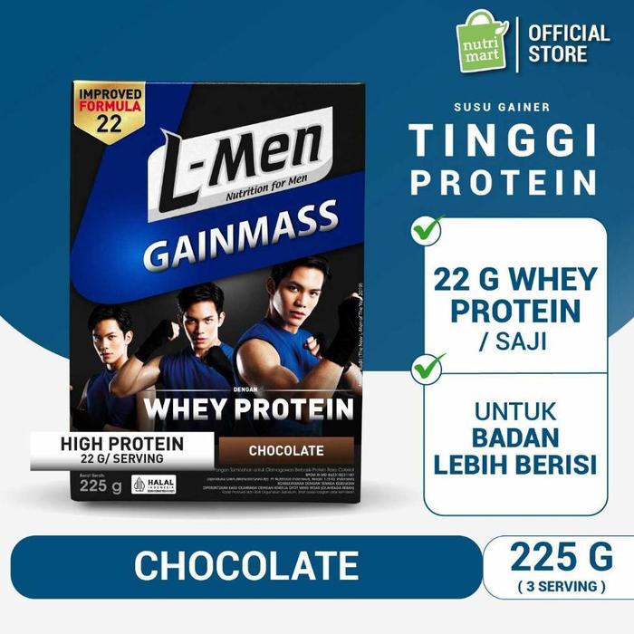 Gambar ~Harga Special~ L-Men Gain Mass Chocolate 225 gram - Suplemen Penambah Massa Otot Tinggi Whey Protein Buruan Sebelum Kehabisan dari Wuryan undefined Tokopedia