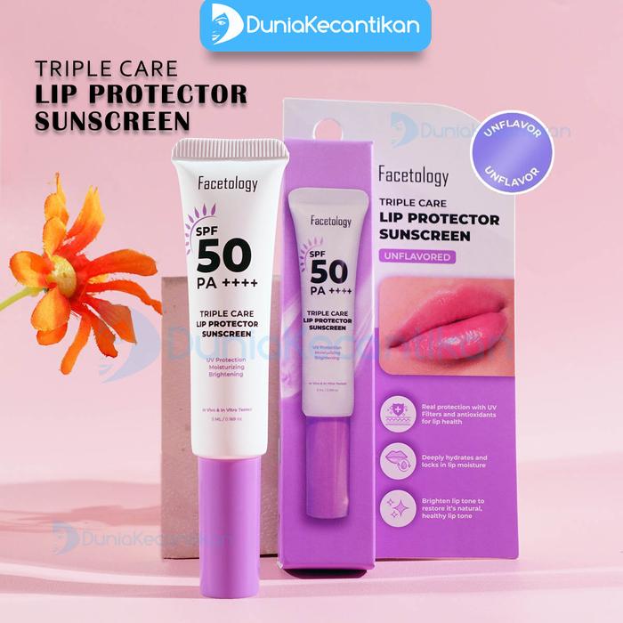Gambar FACETOLOGY Triple Care Lip Protector Sunscreen SPF 50 PA++++ Lip Serum Serum Bibir - UNFLAVOR dari TOKO DUNIA KECANTIKAN undefined Tokopedia