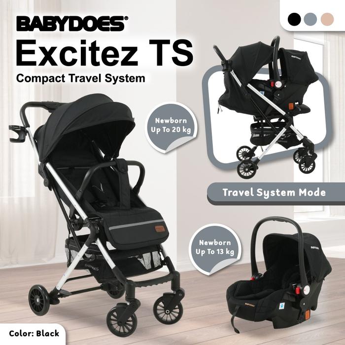 Gambar Stroller + Car Seat Babydoes Driver+ TS / Excitez / Pollux Travel System Kereta Dorong Bayi - EXCITEZ-BLACK, PLASTIC dari NARRABABY undefined Tokopedia