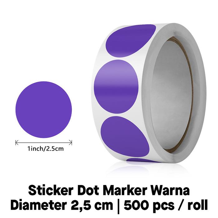 Gambar Sticker Label Dot Warna 25mm Stiker Bundar Polos 2,5 cm (500pcs/ roll) - Ungu dari Derrick Charlton Shop undefined Tokopedia