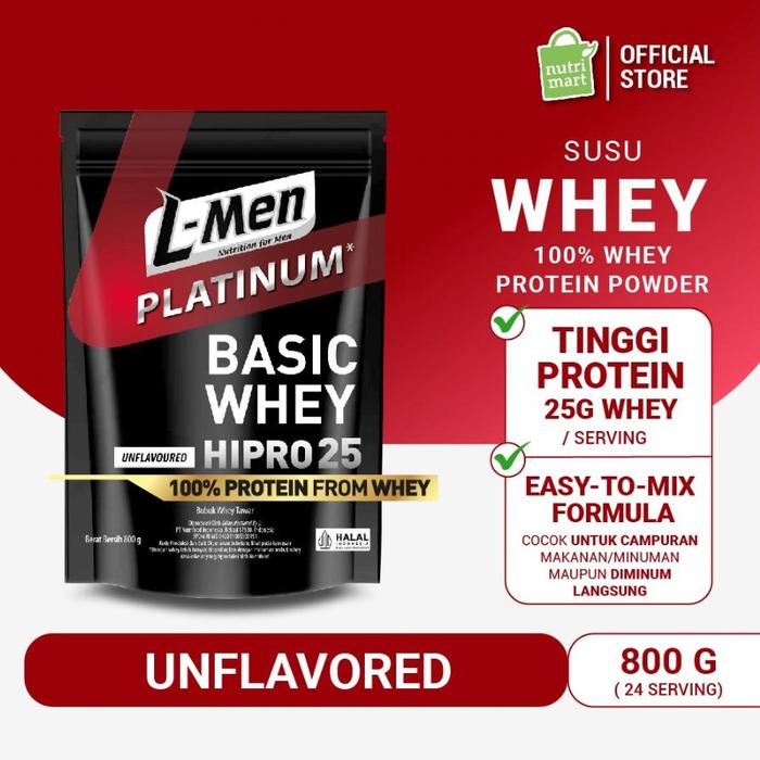 Gambar [NEW] L-MEN L MEN PLATINUM BASIC WHEY 100% PROTEIN UNFLAVOURED 24 SERVING SUSU PROTEIN 800 GRAM dari Yudistira Karya Storearket undefined Tokopedia