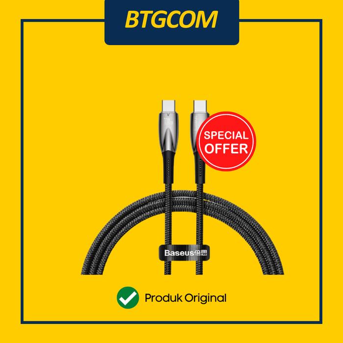 Gambar KABEL USB TYPE-C TO USB-C BASEUS GLIMMER FAST CHARGING UNTUK LAPTOP/SMARTPHONE COMPATIBLE DATA CABLE 100W QUICK CHARGE - Hitam dari btgcom undefined Tokopedia