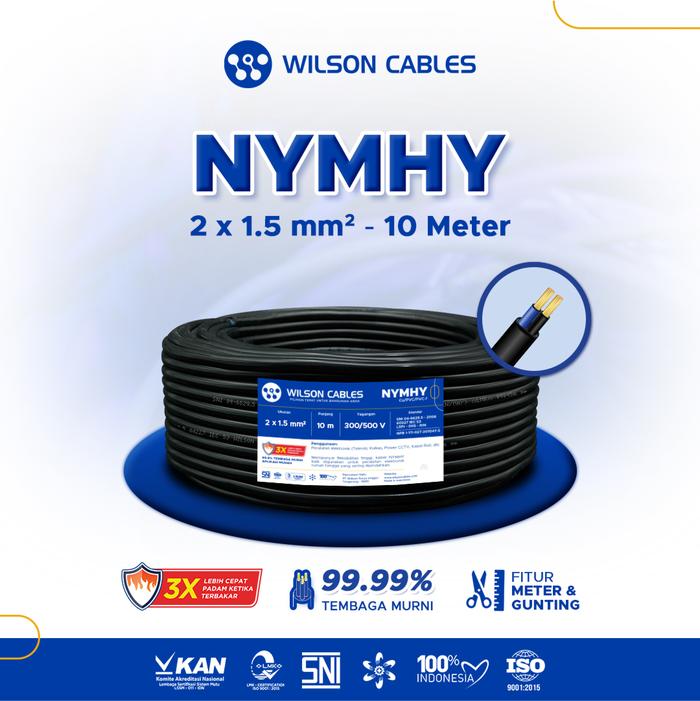 Gambar NYMHY 2x1.5 mm2 10 Meter - Kabel Tembaga Serabut Wilson Cables - Hitam dari Wilson Cables undefined Tokopedia