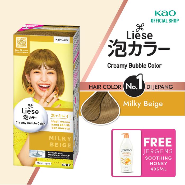 Gambar Liese Bubble Hair Color Foam Milky Beige + Free Jergens - Cat Rambut Permanent dari KAO Indonesia undefined Tokopedia