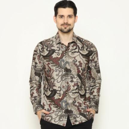 Gambar MAGINOT LENDRA Batik Pria Slim Fit Lengan Panjang - GREY, M dari Maginot Indonesia undefined Tokopedia