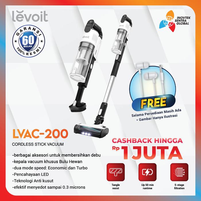 Gambar Levoit LVAC-200 Cordless Vacuum Cleaner Vakum- Penyedot Debu - LVAC-200 dari Inovtek Sentra Global undefined Tokopedia