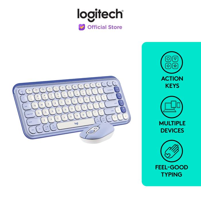 Gambar Logitech POP ICON COMBO, Kombo Keyboard dan Mouse Bluetooth, Mengetik dengan Nyaman, Tombol Key dan Tombol yang Dapat Diprogram, Klik Hening, Easy-Switch hingga 3 Perangkat - Lilac dari Logitech Official Store undefined Tokopedia
