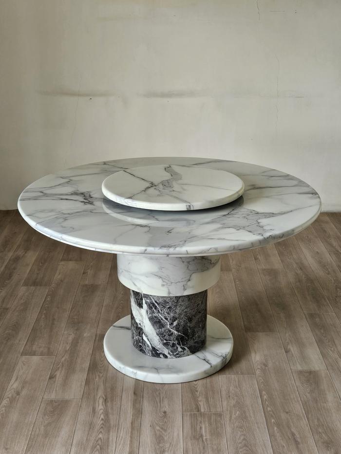Gambar Meja Makan Marmer Bundar / Round Marble Dining Table Model Classic Design Everlasting Marble Top Dining Table uk Diameter 126cm- GR008 - Tanpa Kursi, Meja Makan dari Mejamu Furniture ID undefined Tokopedia