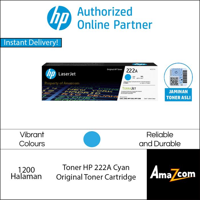 Gambar Toner HP 222A Original Cartridge Toner Printer HP 3203DN 3203DW 3303SDW 3303FDN 3303FDW Garansi Resmi - Cyan dari Amazcom undefined Tokopedia