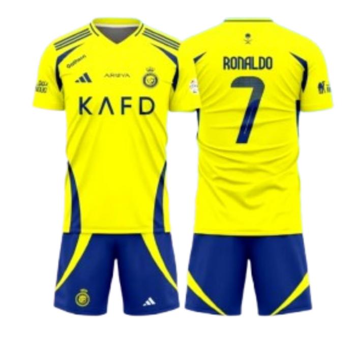 Gambar Jersey Alnassr Cristiano Ronaldo Anak Kuning Kafd Musim Terbaru 2025 - Setelan Kuning, L 7-8thn dari KINGFASH.ID undefined Tokopedia