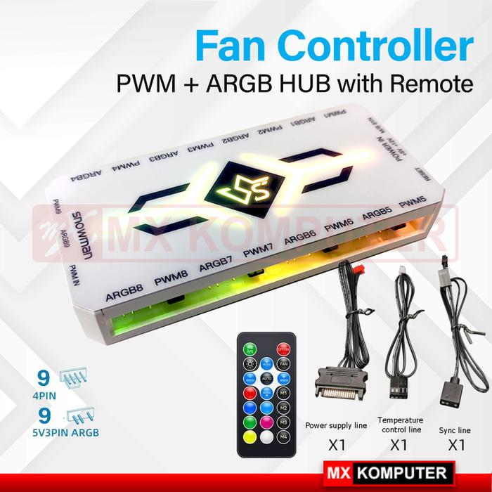 Gambar RGB Fan Controller + Remote 4pin PWM + 3pin 5V ARGB - Putih dari MXKomputer_NEW undefined Tokopedia