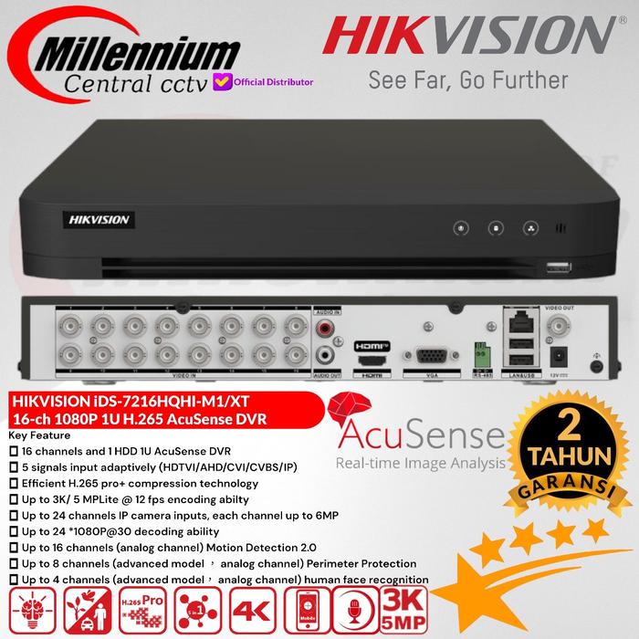 Gambar DVR HIKVISION 16CH iDS-7216HQHI-M1/XT TURBO ACUSENSE DVR SUPPORT 5MP H.265 - DVR SAJA dari Millennium Central CCTV Kota Administrasi Jakarta Barat Tokopedia