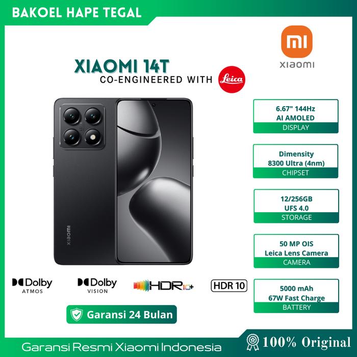 Gambar Xiaomi 14T 12/256 12/512 GB Garansi Resmi | Leica Summilux Optical Lens | MediaTek Dimensity 8300-Ultra | 144Hz AI display - Black 256GB dari Bakoel Hape Tegal undefined Tokopedia