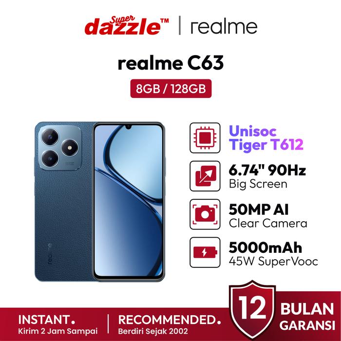 Gambar HP Realme C63 8/128 6/128 GB Original Garansi Resmi 12 Bulan REALME Official Store Indonesia - promodazzle promo dazzle yogyakarta jogja handphone ori murah termurah terlaris - 8/128 BLUE dari DZL Official Store undefined Tokopedia