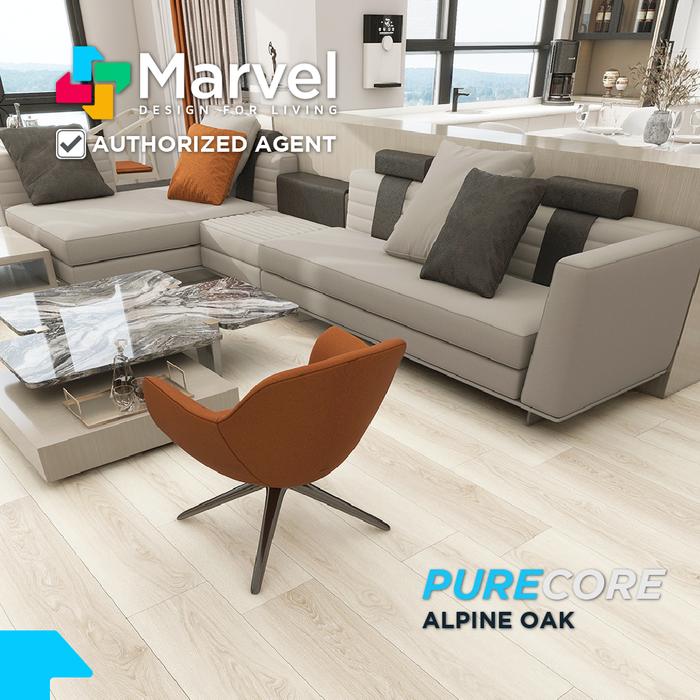 Gambar Lantai Kayu Vinyl KLIK Murah SPC Marvel PURECORE+ Tebal 5mm (IXPE) / SPC Vinyl Flooring Click System - ALPINE OAK dari MAJU INTERIOR undefined Tokopedia