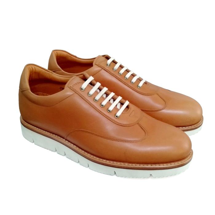 Gambar Fortna Shoes Sepatu Kulit Pria Sneakers - Vibram Gloxi White Cyclist - SR Tan, 39 dari Fortuna Shoes Indonesia Kota Bandung Tokopedia