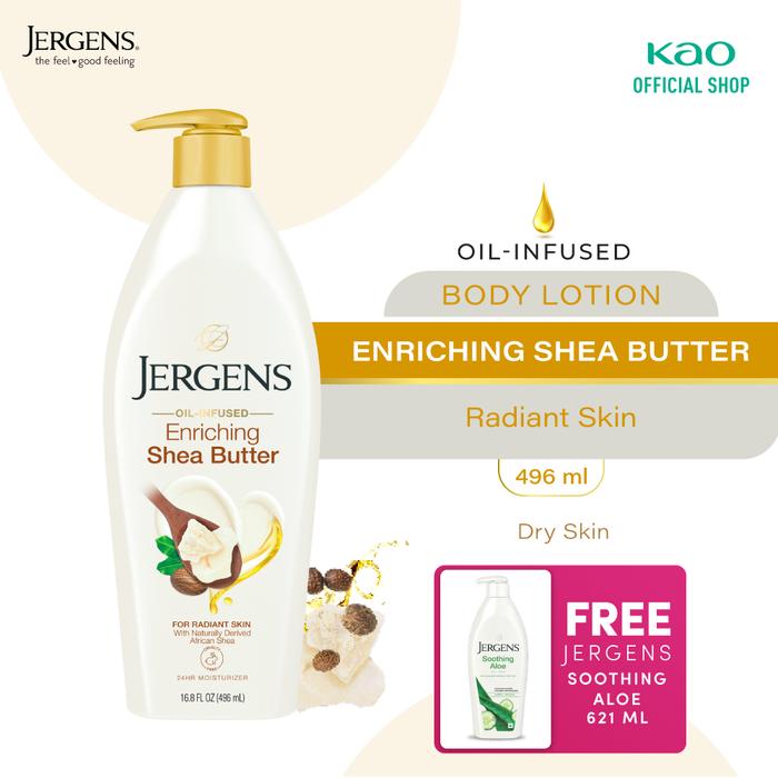 Gambar Jergens Shea Butter 496ml + Free Jergens - Dry to Extra Dry Body Lotion - Soothing Aloe dari KAO Indonesia undefined Tokopedia