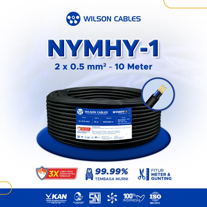 Gambar NYMHY-1 2x0.5 mm2 10 Meter - Kabel Tembaga Serabut Wilson Cables - Hitam dari Wilson Cables undefined Tokopedia