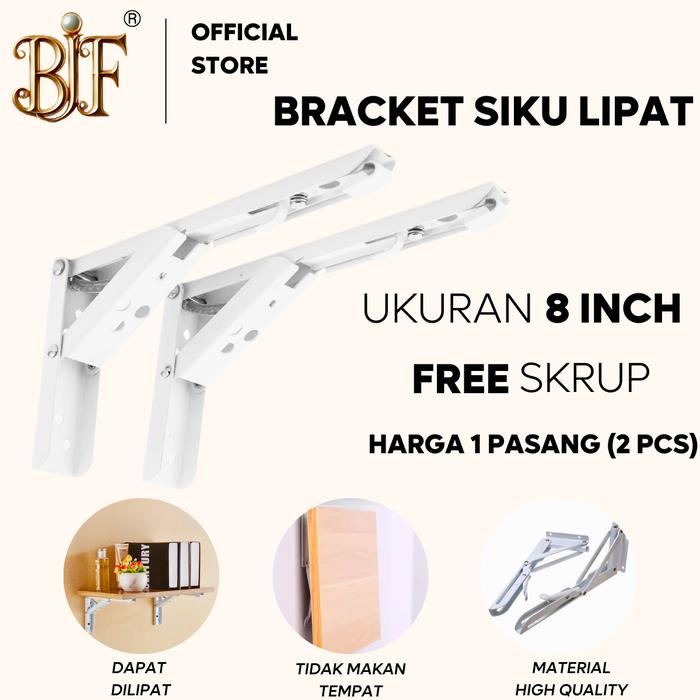 Gambar Bracket Siku Meja Lipat Dinding / Bracket Ambalan Rak 8 Inch 10 inch 12 Inch 14 inch - 8 Inch dari BJF Aksesoris Furniture undefined Tokopedia