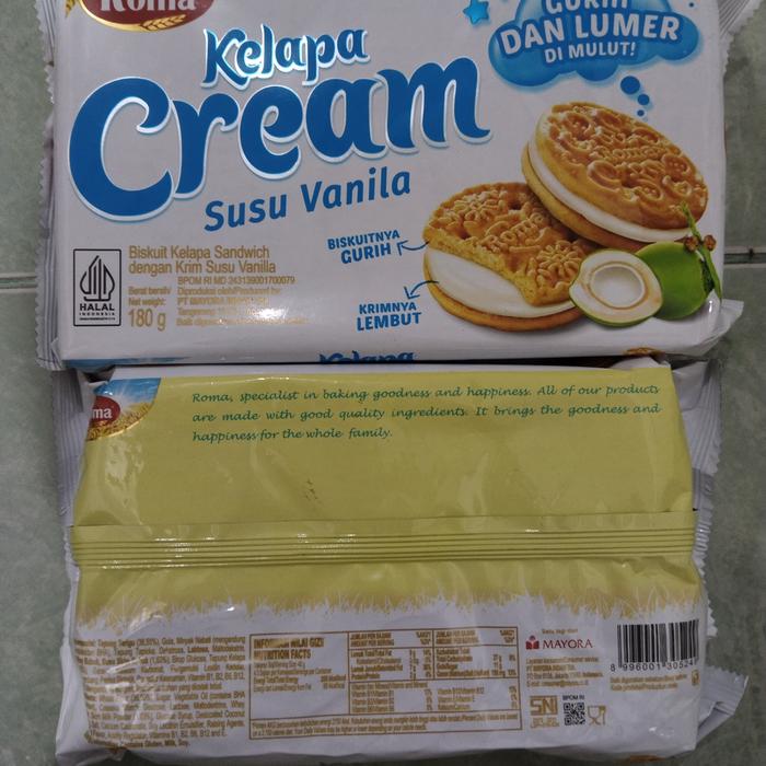 Gambar roma kelapa cream biskuit kelapa sandwich dengan krim 180g - cream Vanila dari wirasakka online shop undefined Tokopedia