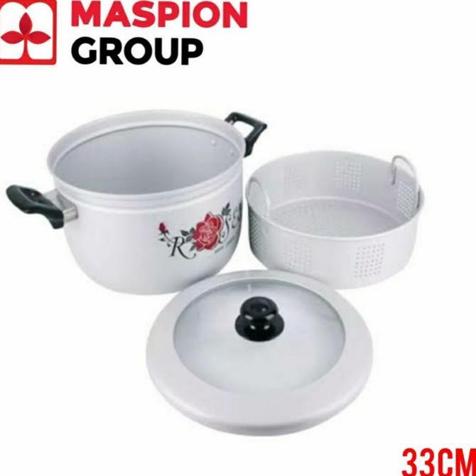 Gambar Maspion Panci Panca Guna 33 CM Panci Kukus + Tutup Kaca Steamer - PACKING NORMAL dari elinmahfud undefined 4 Tokopedia