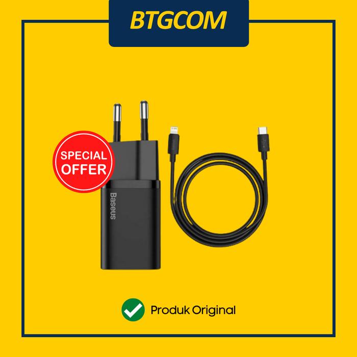 Gambar CHARGER ADAPTOR BASEUS SUPER SI 1C 20W USB TYPE-C TO TYPE C FAST CHARGING CABLE INCLUDED KEPALA BATOK CAS HP TERMASUK KABEL QUICK CHARGE - Hitam dari btgcom undefined Tokopedia