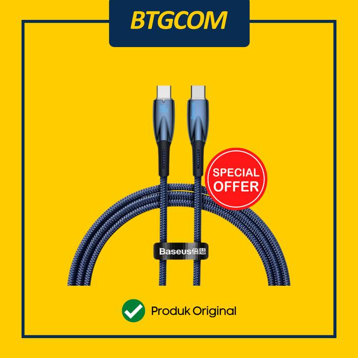 Gambar KABEL USB TYPE-C TO USB-C BASEUS GLIMMER FAST CHARGING UNTUK LAPTOP/SMARTPHONE COMPATIBLE DATA CABLE 100W QUICK CHARGE - Biru dari btgcom undefined Tokopedia