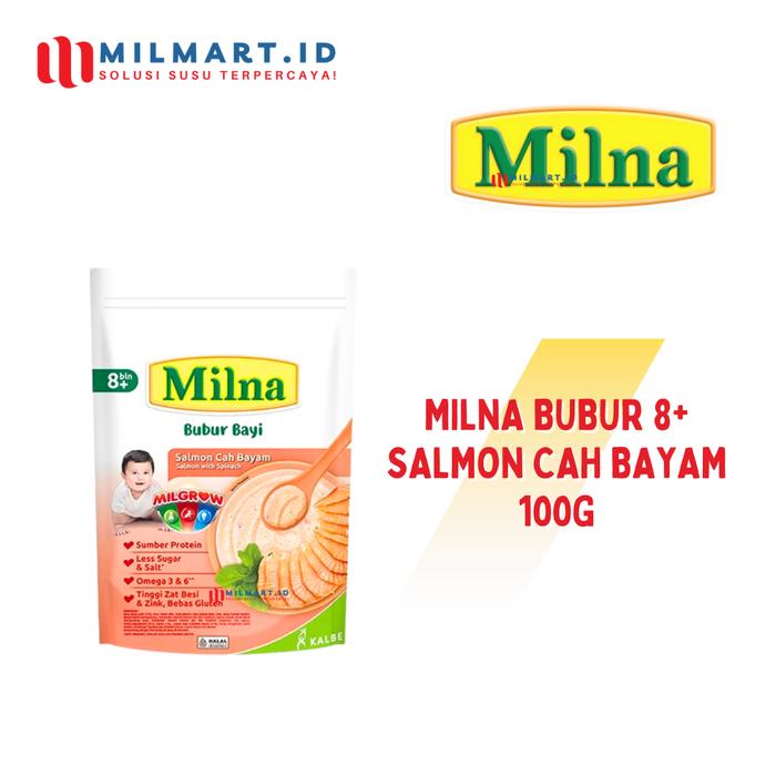 Gambar MILNA BUBUR BAYI 8+ BULAN 100G POUCH REGULER DAGING KACANG POLONG/HATI AYAM/JAGUNG/SALMON - SALMON 100G dari milmart.id undefined 5 Tokopedia