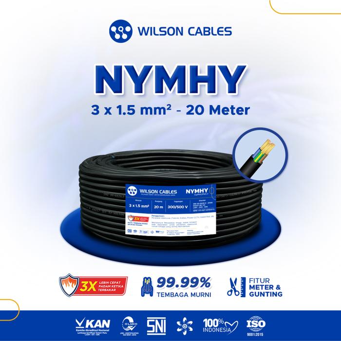 Gambar NYMHY 3x1.5 mm2 20 Meter - Kabel Tembaga Serabut Wilson Cables - Hitam dari Wilson Cables undefined Tokopedia